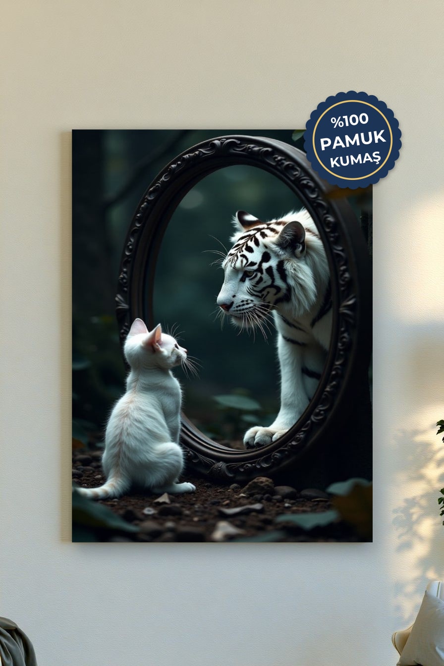 Kedi ve Kaplan Kanvas Tablo - Soyut Renk Vurgusu