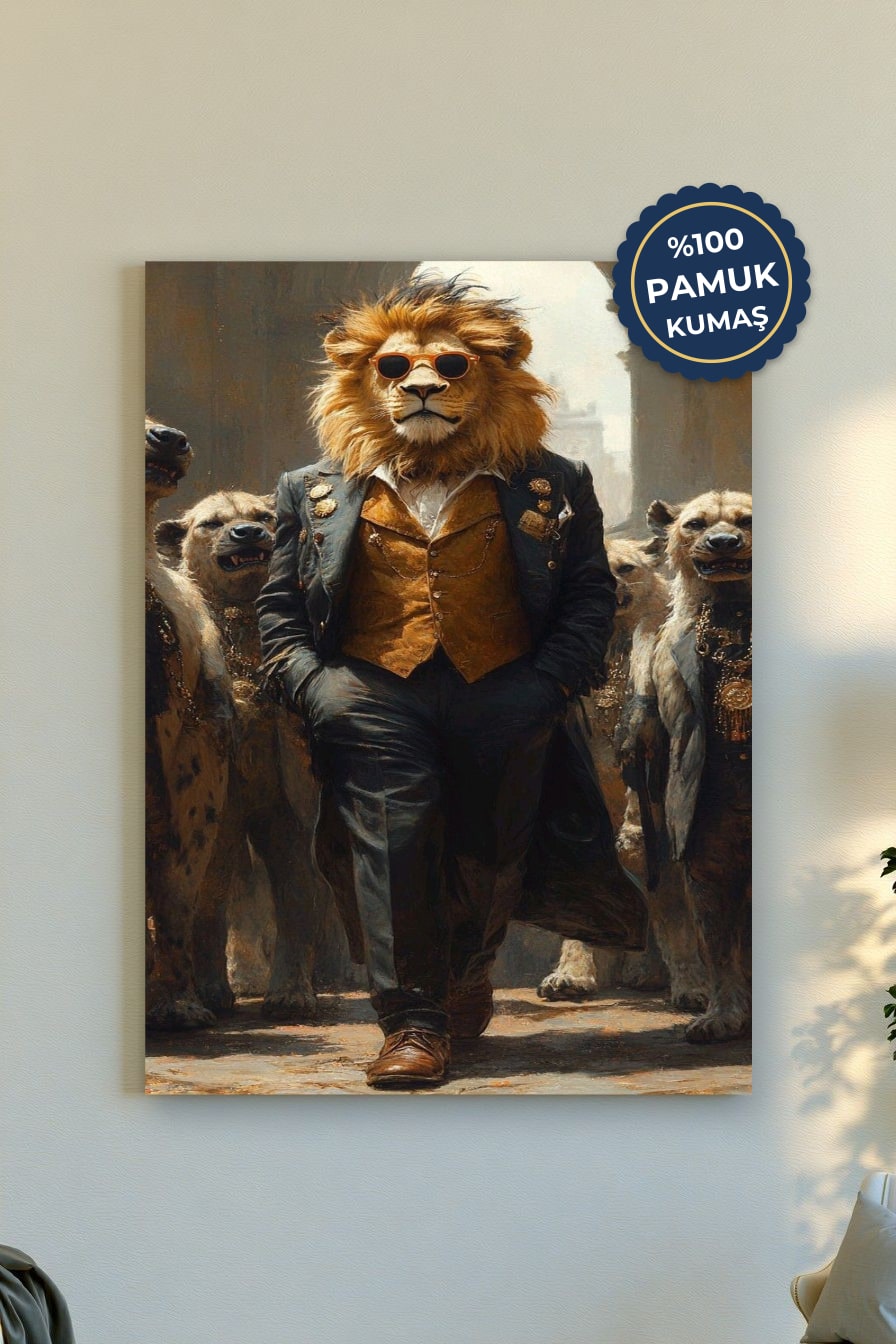 Aslan ve Sırtlanlar Kanvas Tablo - Cesur Sanat