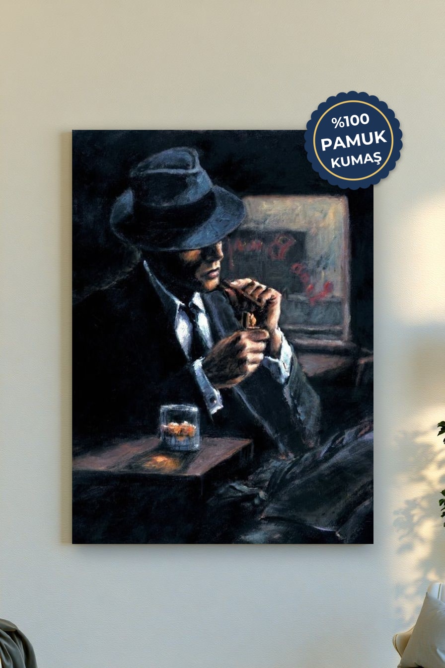 Gizemli Adam Kanvas Tablo - Karanlık ve Vintage Vurgusu