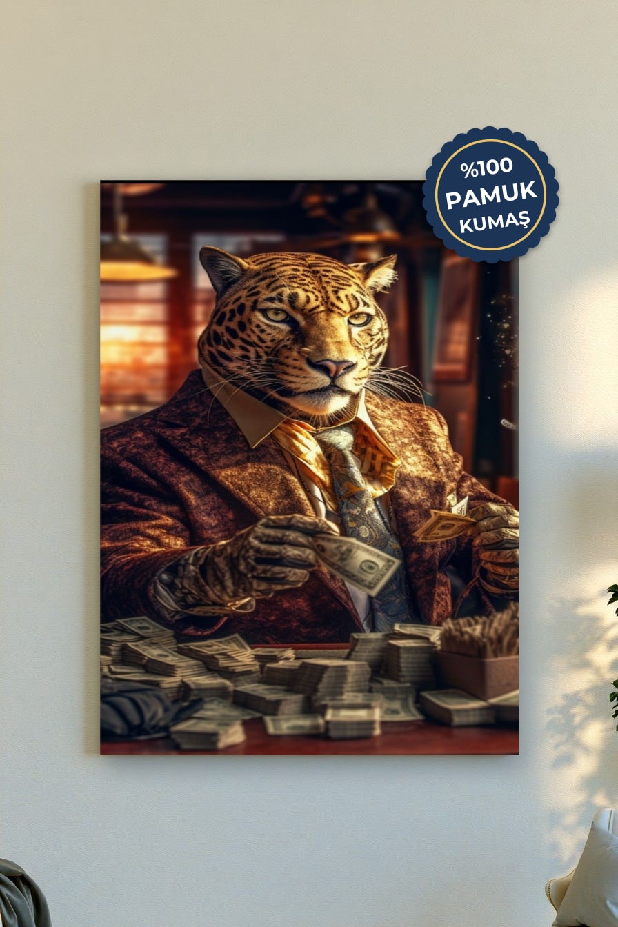Kapitalist Tiger Kanvas Tablo - Canlı Renkler ile Dikkat Çekici