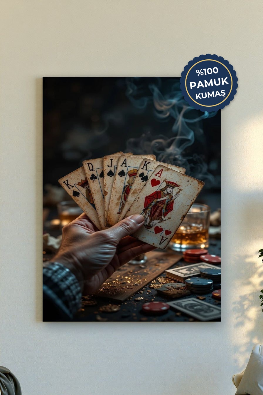 Kumar Kartları Kanvas Tablo - Vintage Tarzı