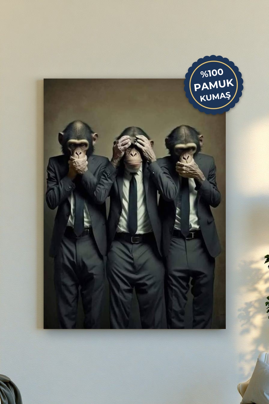 Üç Maymun Kanvas Tablo - Modern ve Cesur Sanat