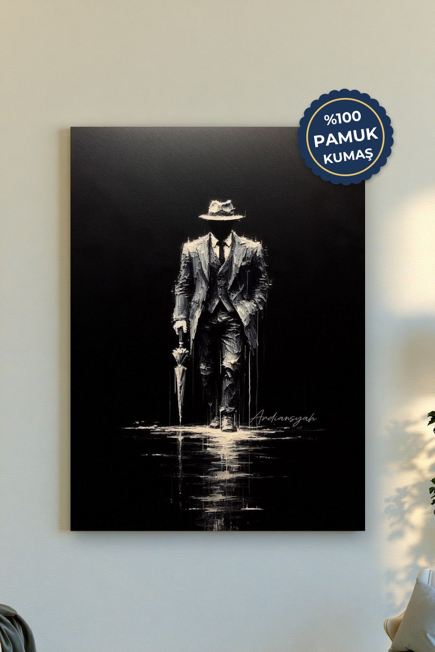 Siyah Beyaz Adam Kanvas Tablo - Minimalist