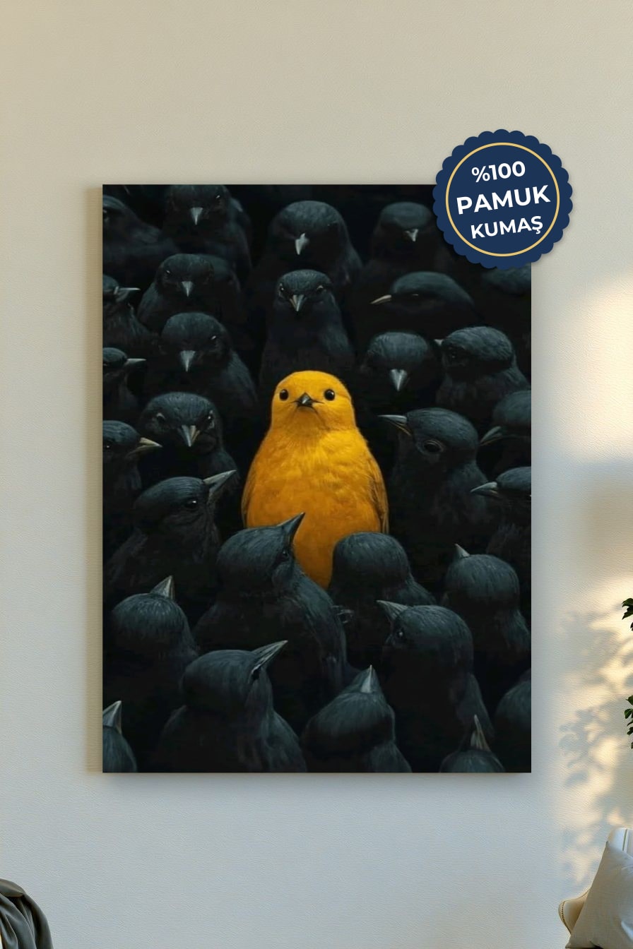 Sarı Kuş Kanvas Tablo - Renkli ve Dinamik