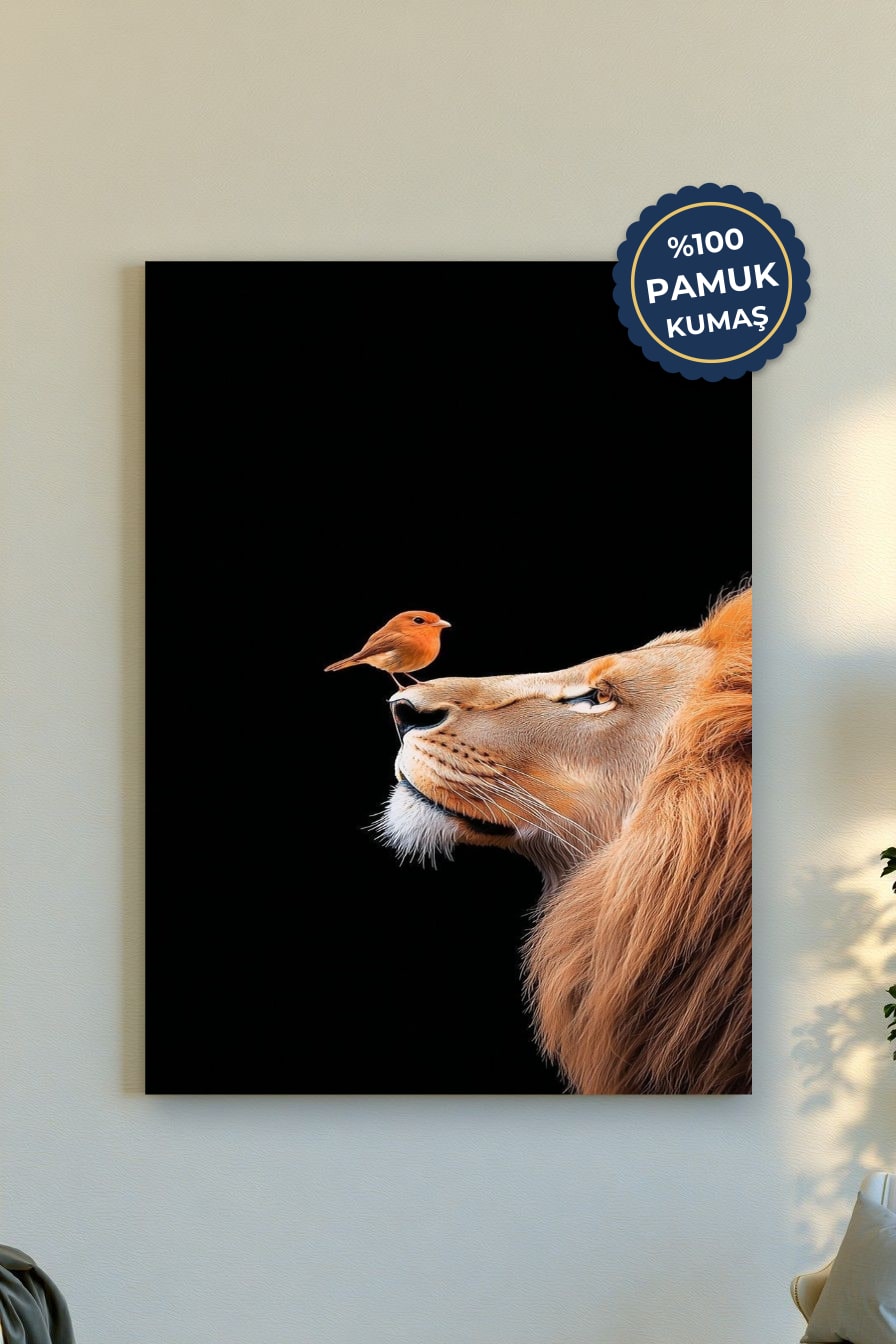 Aslan ve Kuş Kanvas Tablo - Cesur Sanat