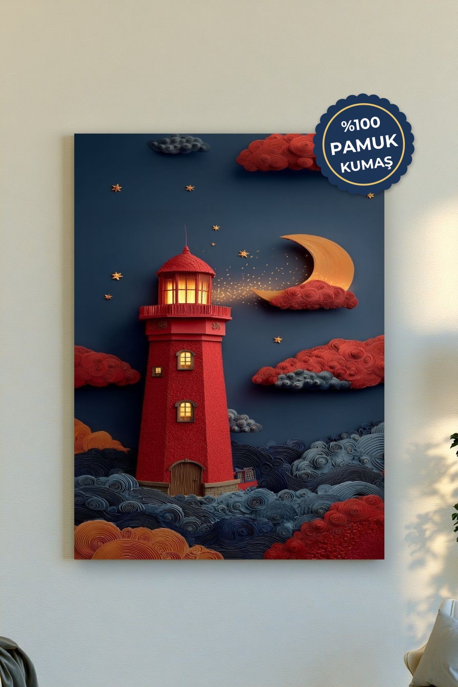 Fener Kanvas Tablo - Modern Kırmızı