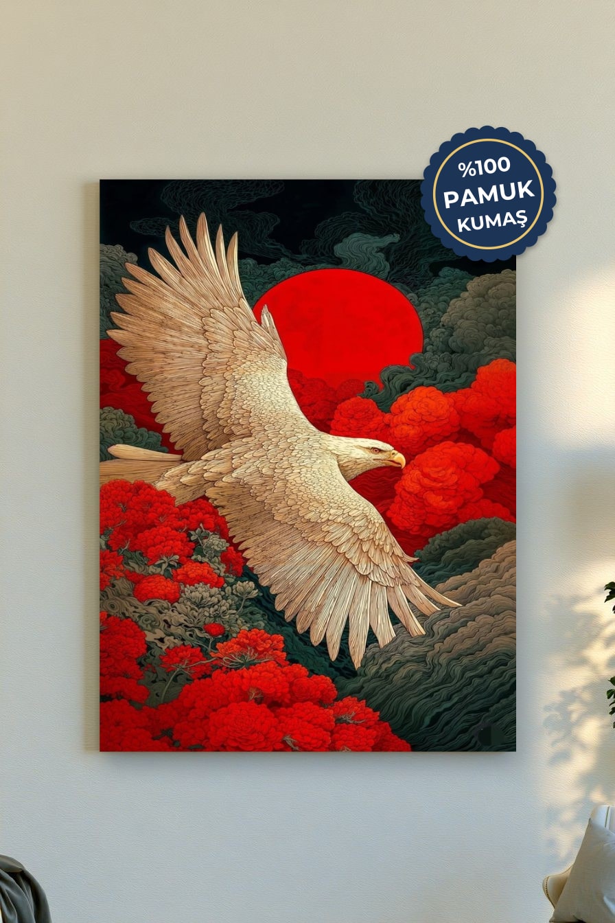 Kartal Kanvas Tablo - Kırmızı Vurgulu Modern Sanat