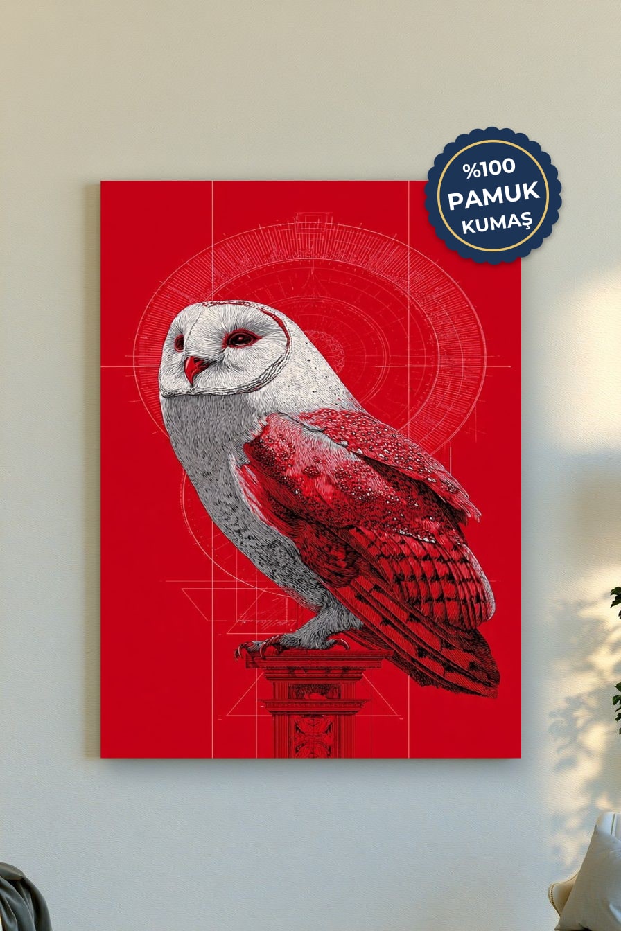 Kırmızı Baykuş Kanvas Tablo - Soyut