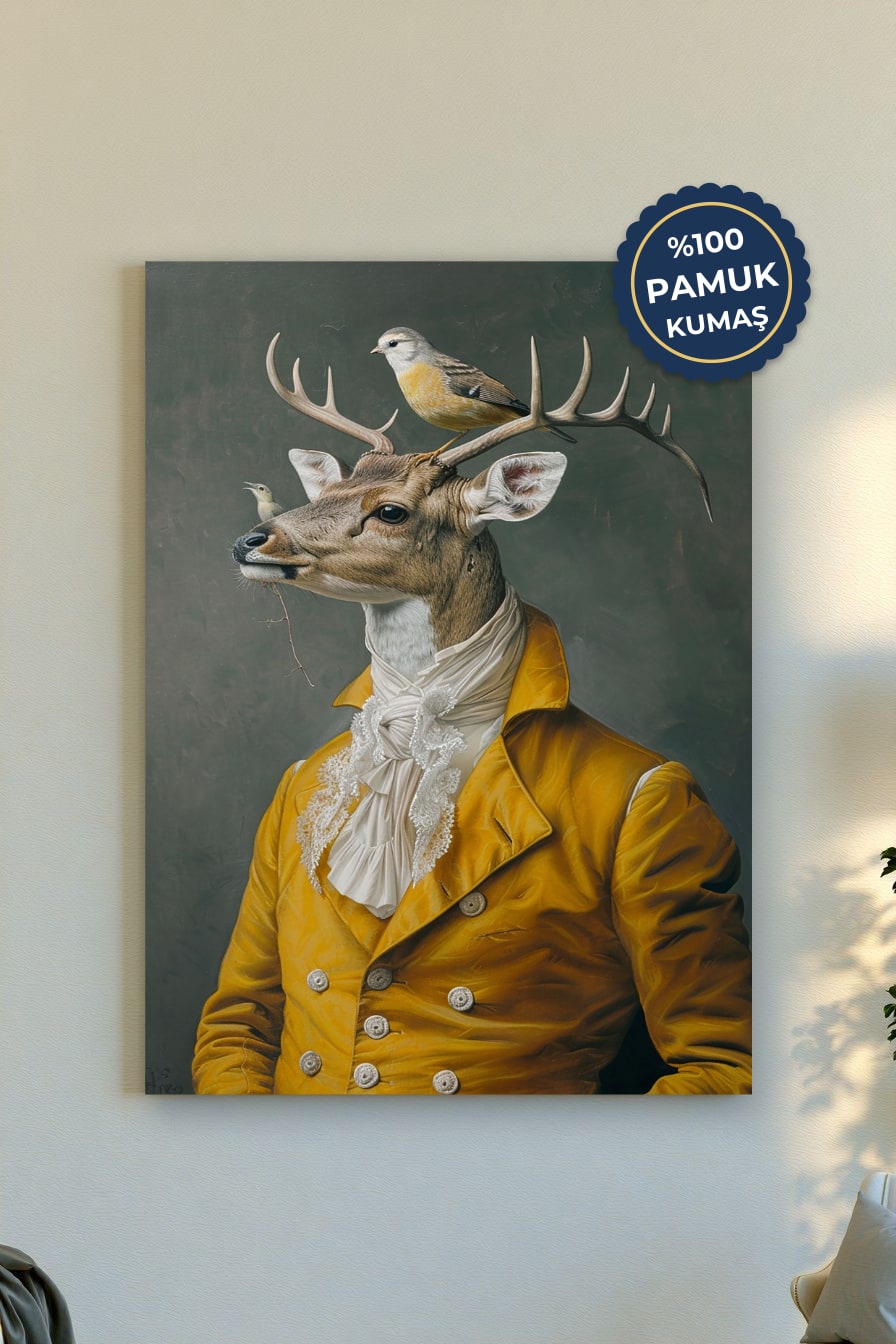 Antlered Hayvan Kanvas Tablo - Soyut ve Renkli