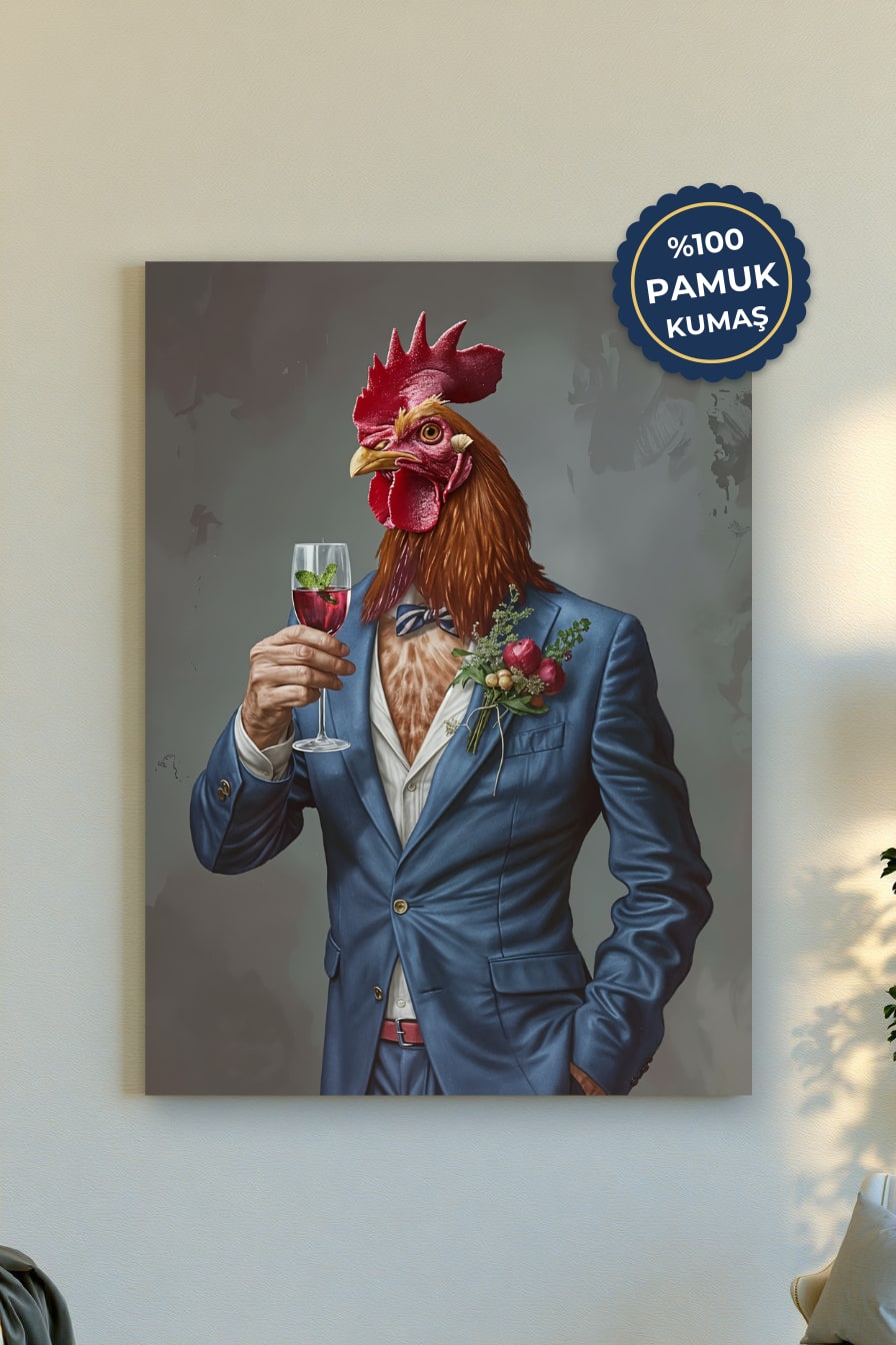 Tavuk Adam Kanvas Tablo - Modern ve Renkli
