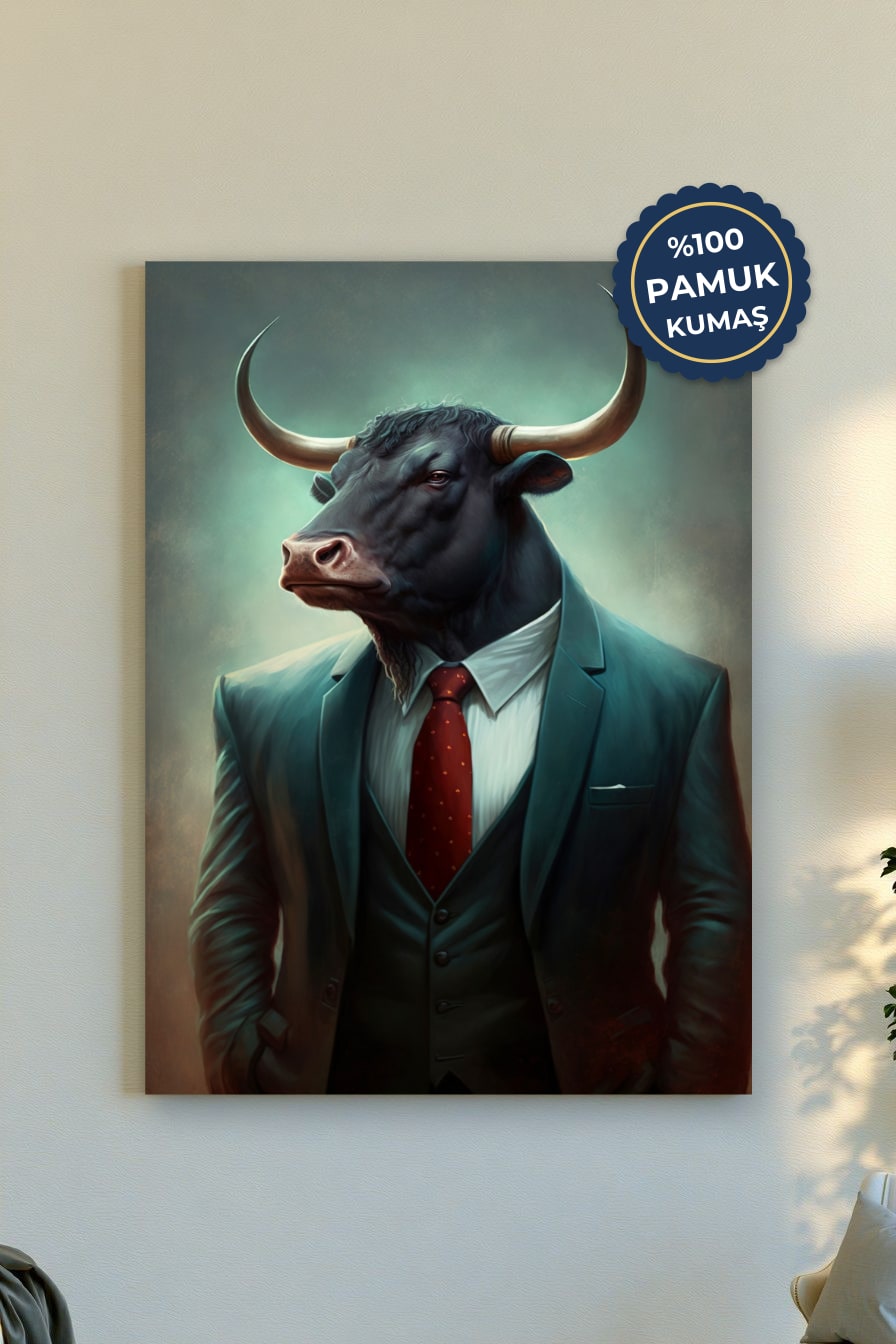 Boğa İnsan Kanvas Tablo - Modern ve Cesur Sanat
