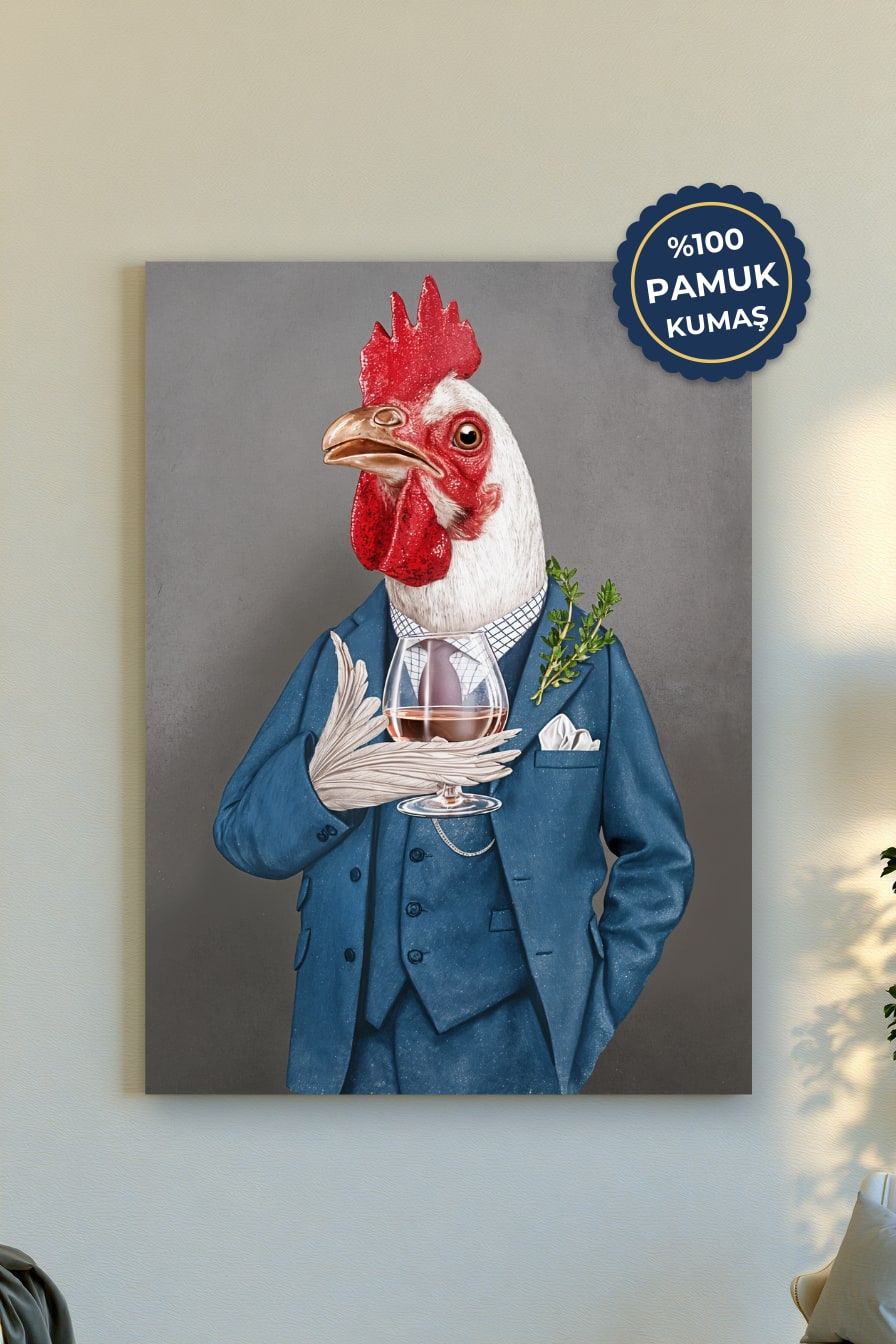 Tavuk Adam Kanvas Tablo - Renkli ve Eğlenceli