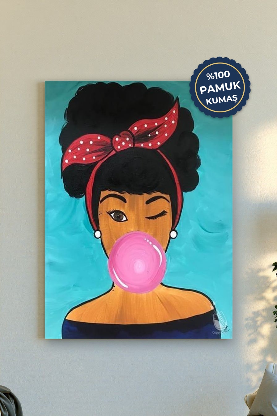 Kadın Portresi Kanvas Tablo - Renkli ve Eğlenceli