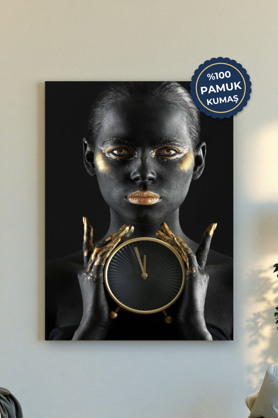 Zamanın Dansı Kanvas Tablo - Siyah ve Altın Vurgusu