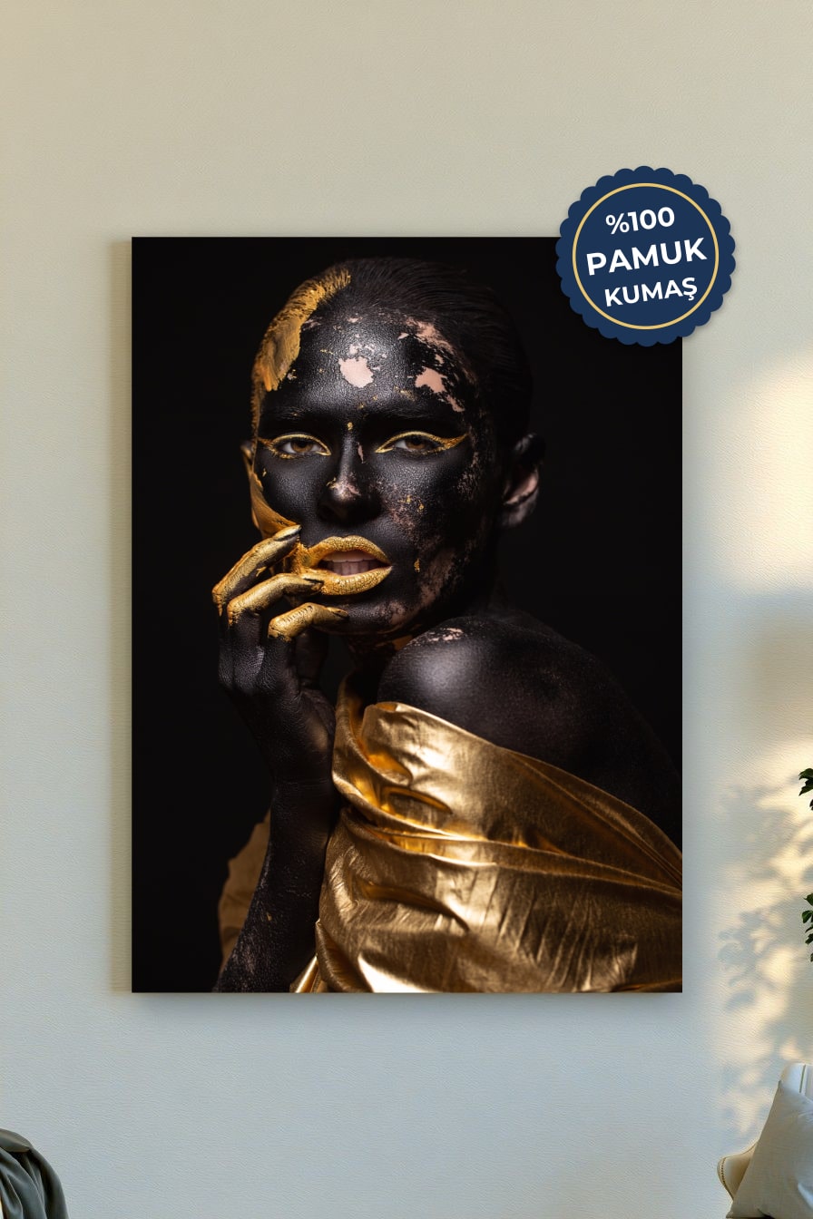 Soyut Sanat Kanvas Tablo - Altın ve Siyah Vurgusu