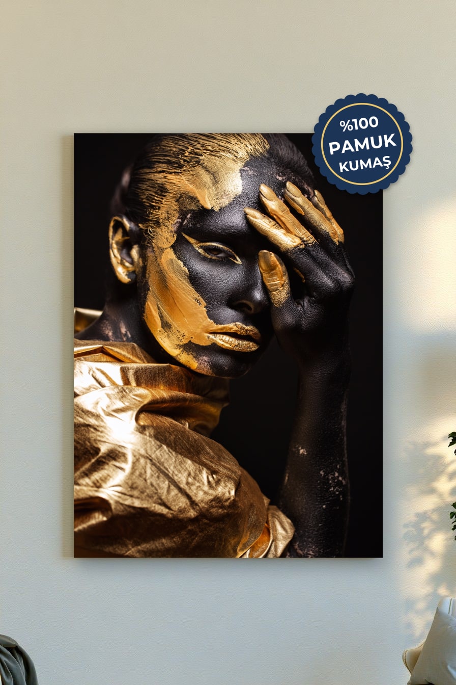 Soyut Sanat Kanvas Tablo - Altın ve Siyah Vurgusu