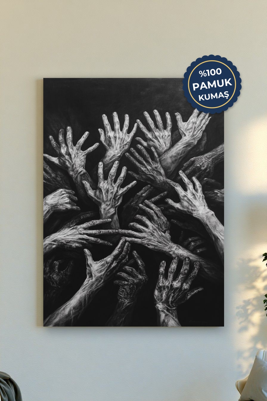Eller Kanvas Tablo - Siyah Beyaz Sanat