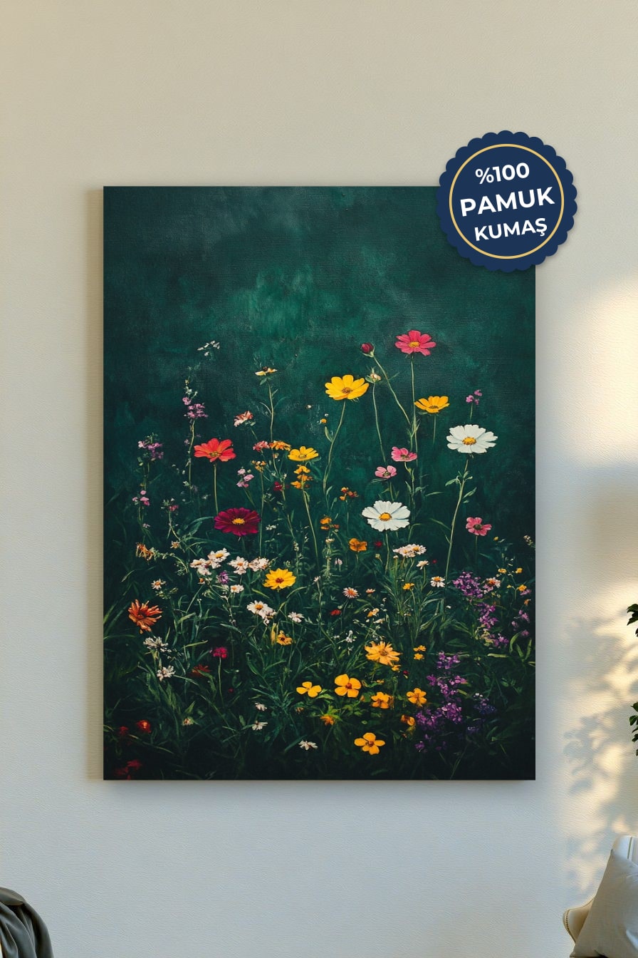 Renkli Çiçekler Kanvas Tablo - Doğal ve Canlı Renk Vurgusu