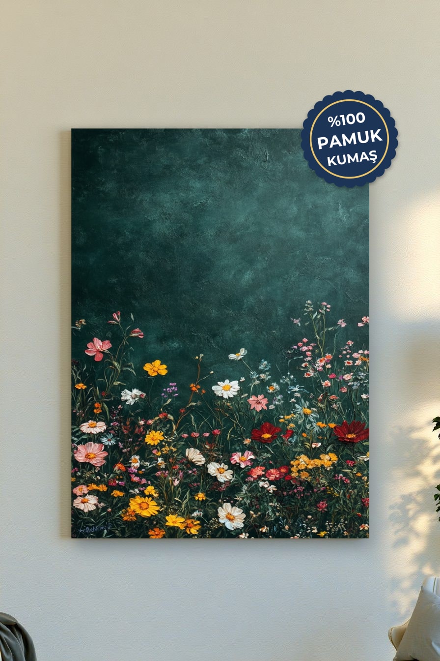 Çiçekli Doğa Kanvas Tablo - Renkli ve Canlı