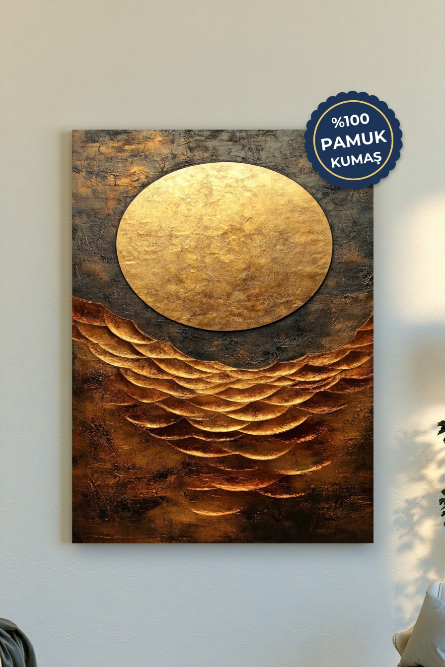 Altın Güneş Kanvas Tablo - Modern Sanat Vurgusu