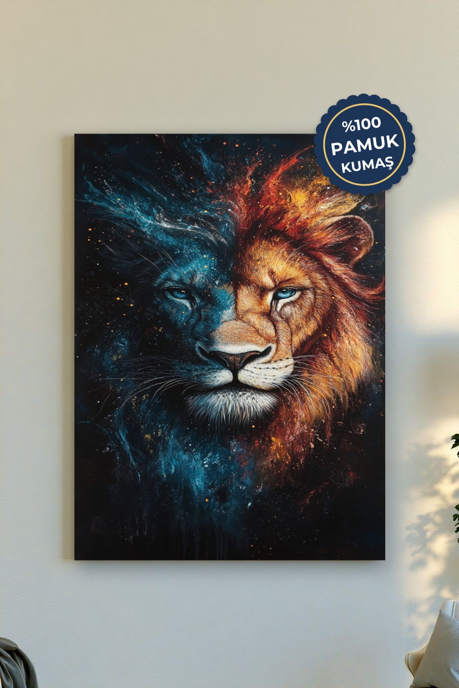 Aslan Kanvas Tablo - Renkli ve Dinamik