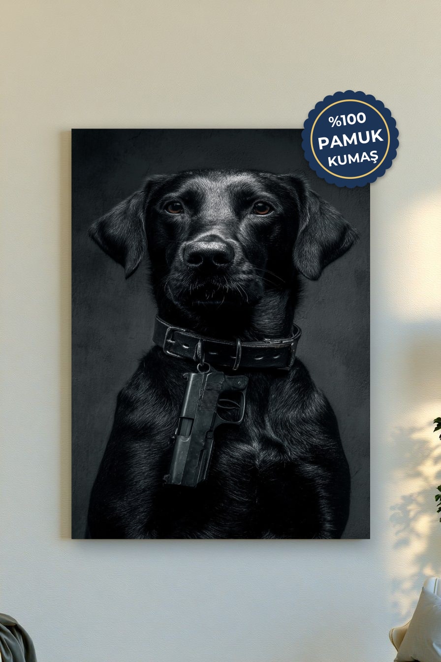 Köpek Kanvas Tablo - Siyah ve Dramatik Stil