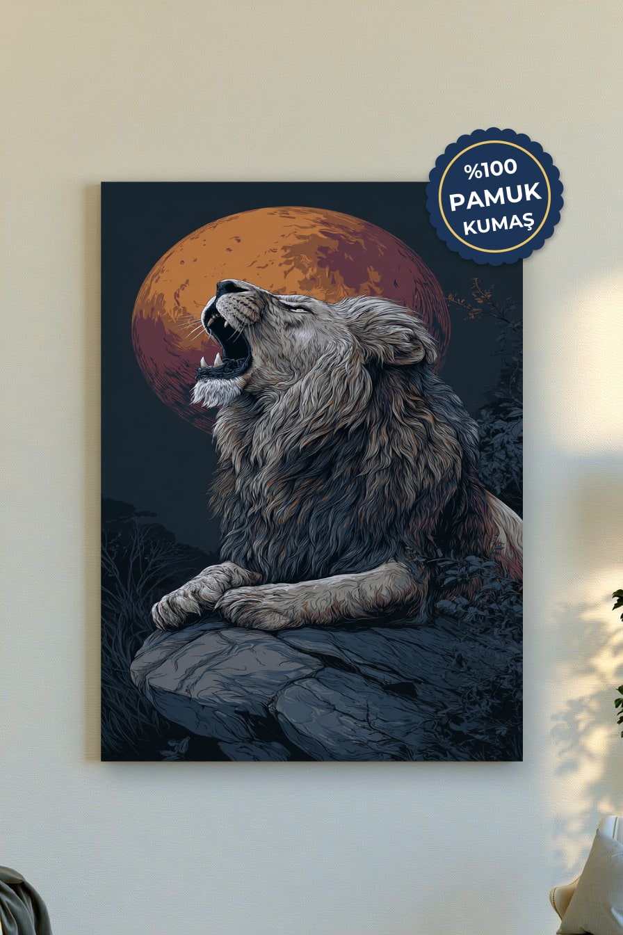 Aslan Kanvas Tablo - Modern ve Çarpıcı Renk Vurgusu