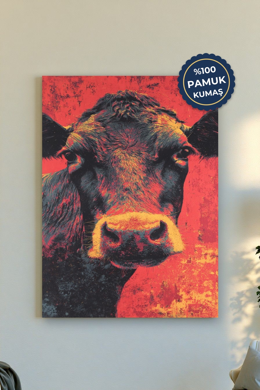 İlginç İnek Kanvas Tablo - Cesur Sanat