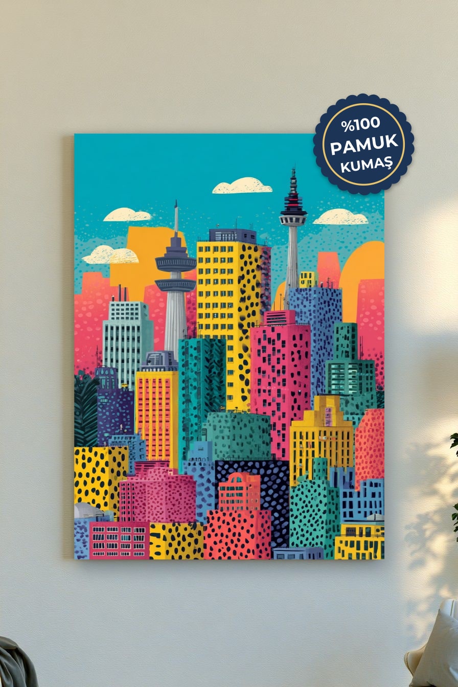Renkli Şehir Manzarası Kanvas Tablo - Modern Vurgusu