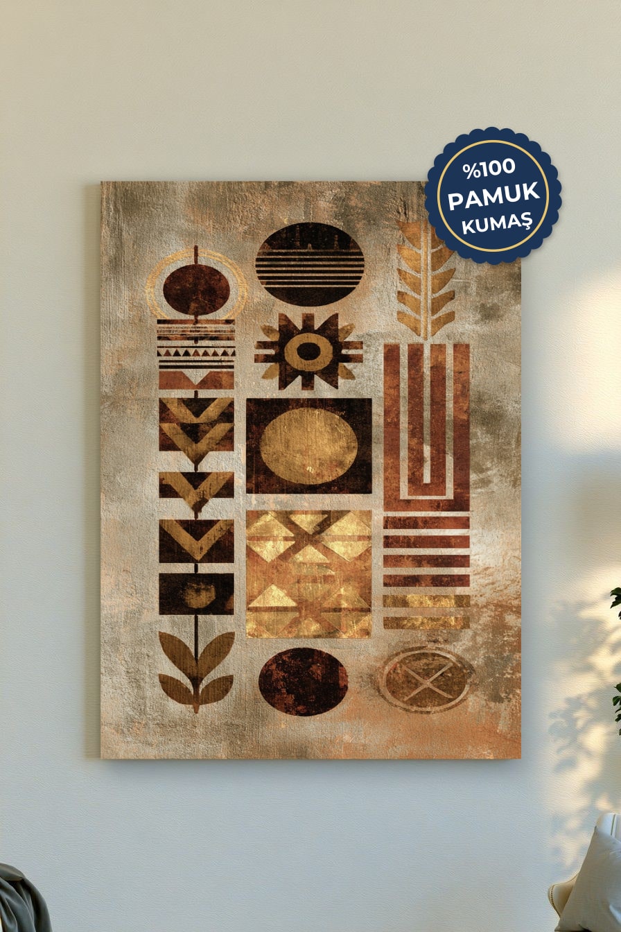 Soyut Desen Kanvas Tablo - Altın ve Kahverengi Vurgusu