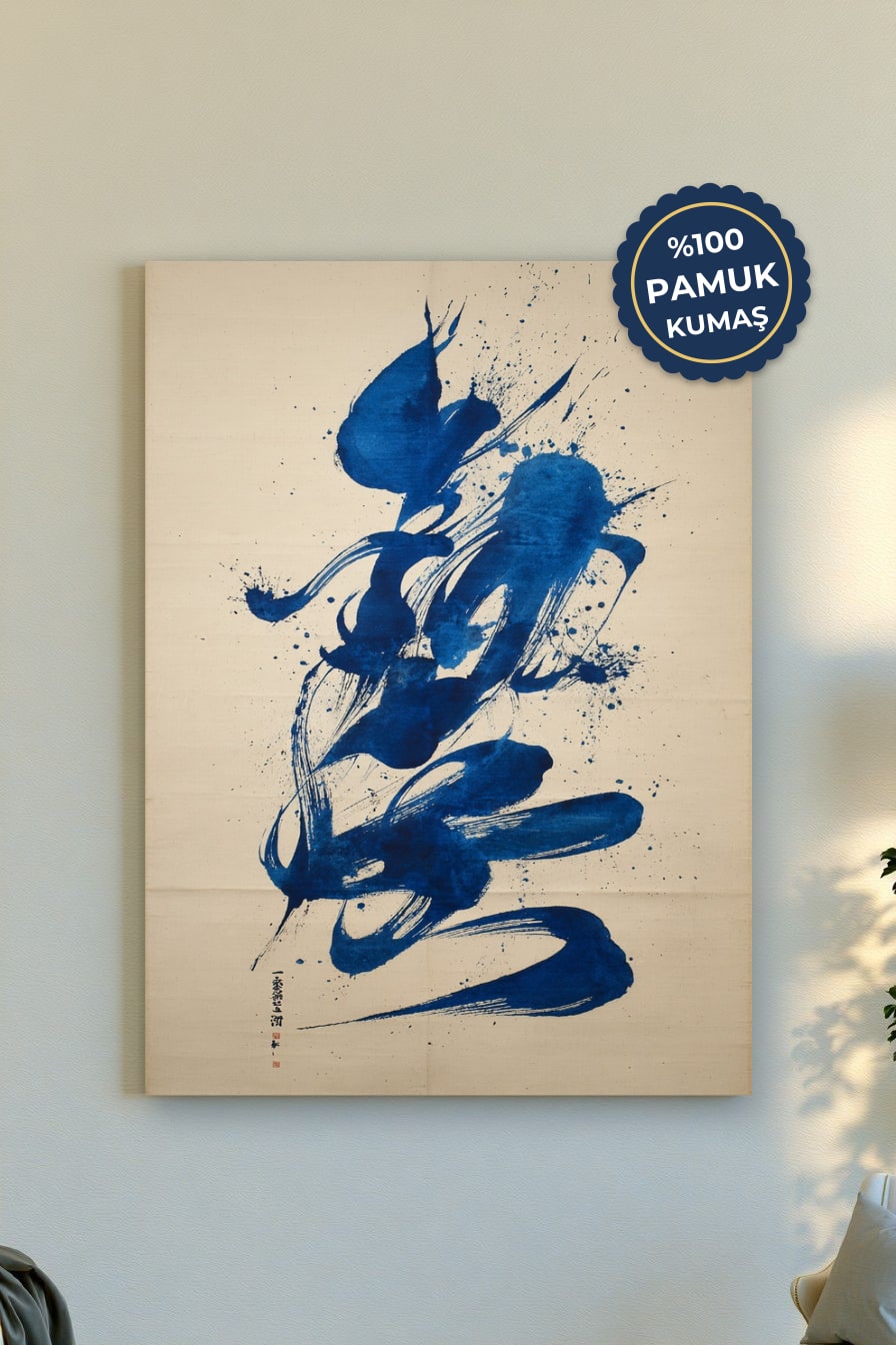 Soyut Mavi Kanvas Tablo - Dinamik ve Modern