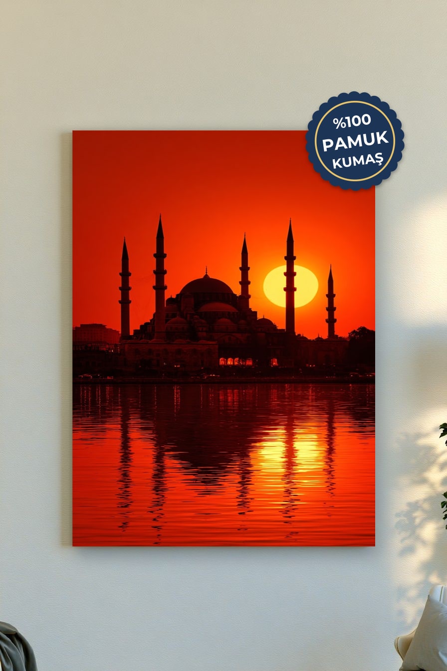İstanbul Gün Batımı Kanvas Tablo - Kırmızı Vurgu