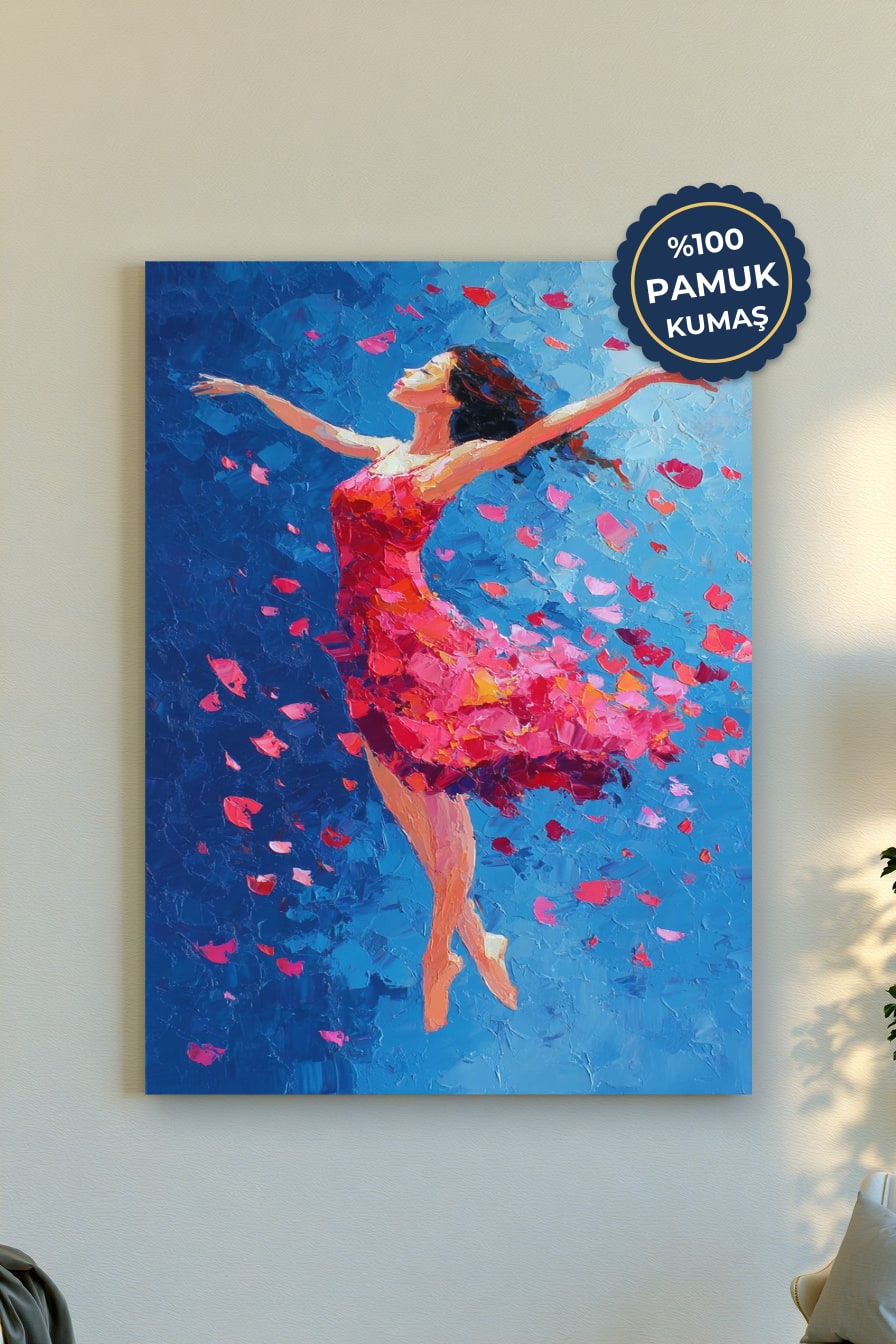 Dans Eden Kadın Kanvas Tablo - canlı renk vurgusu