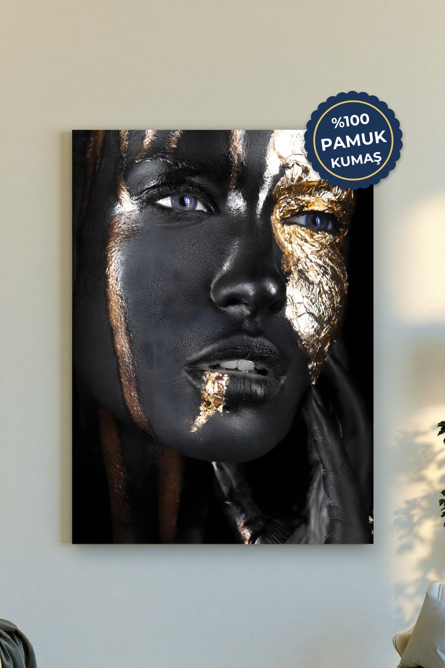 Siyah Altın Yüz Kanvas Tablo - Çağdaş Sanat