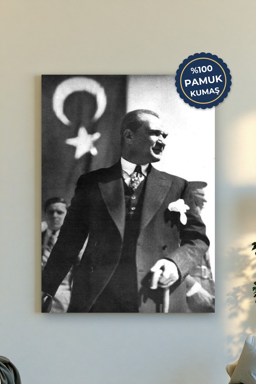 Atatürk Kanvas Tablo - Monokrom Vurgu