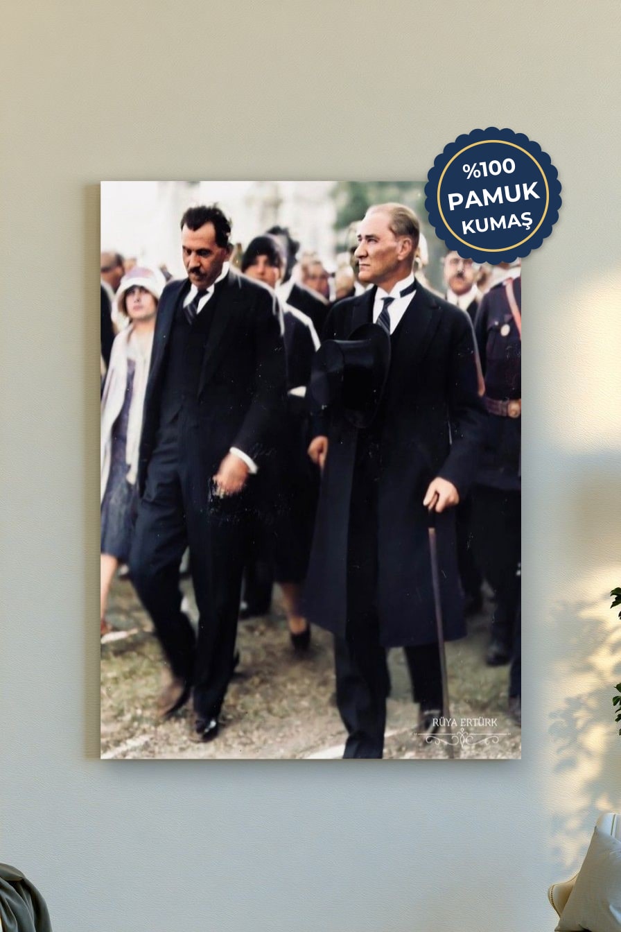 Atatürk ve Arkadaşları Kanvas Tablo - Siyah Beyaz Vurgusu