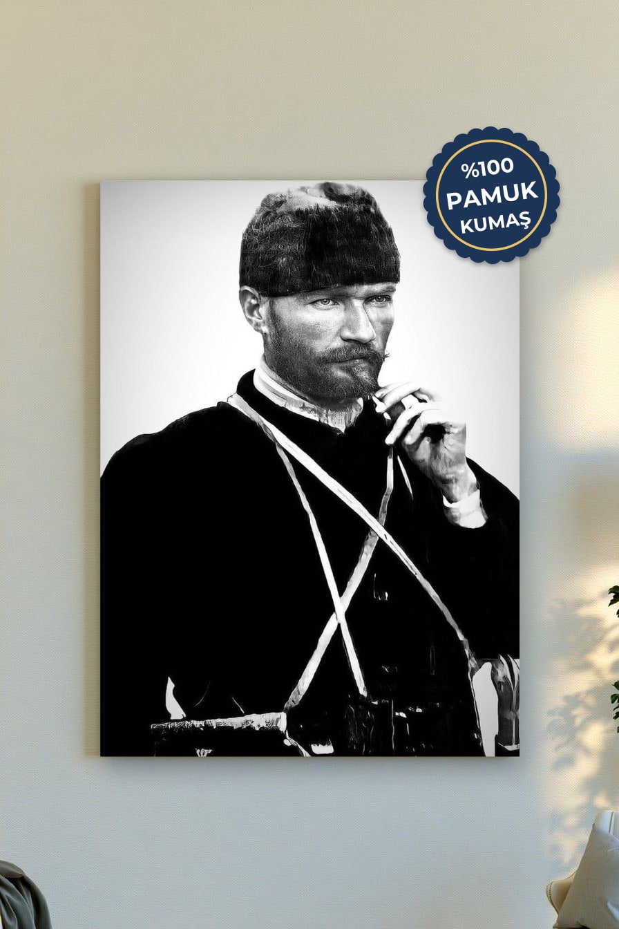 Tarih Temalı Kanvas Tablo - Siyah Beyaz
