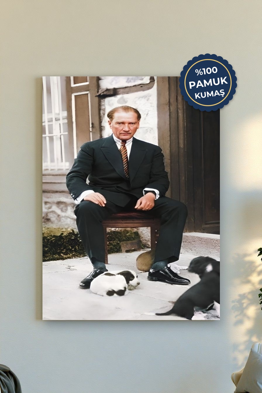 Mustafa Kemal Atatürk Kanvas Tablo - Retro Renk Vurgusu