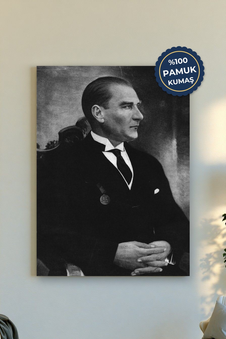 Tarihî Portre Kanvas Tablo - Siyah Beyaz