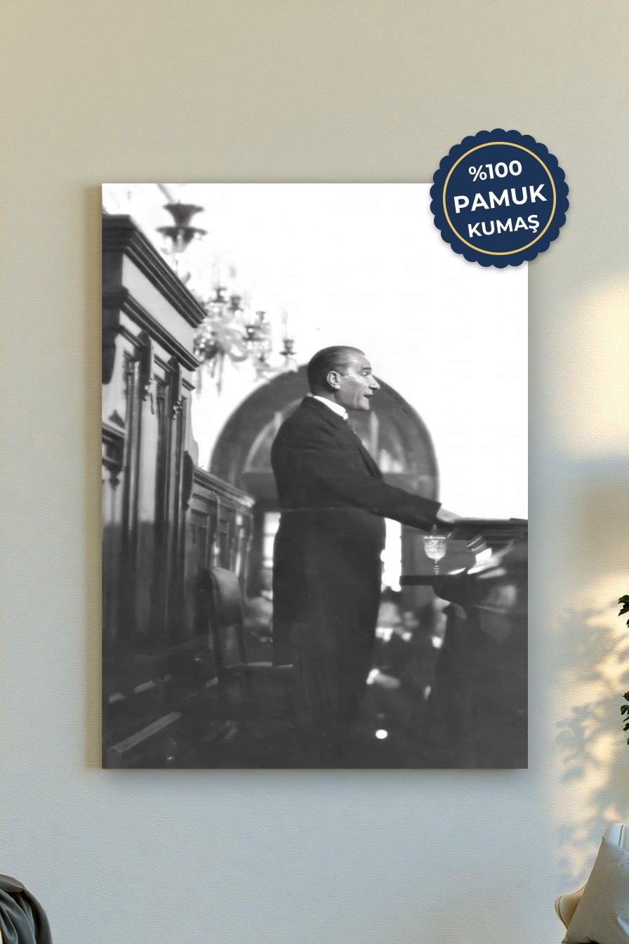 Tarihi Konuşmalar Kanvas Tablo - Siyah Beyaz Vurgusu