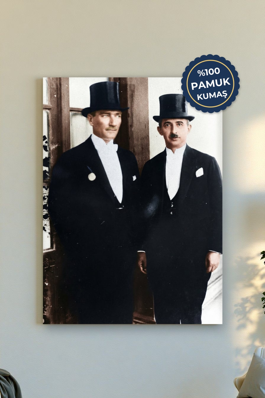 Retro İki Adam Kanvas Tablo - Siyah Beyaz Vurgusu