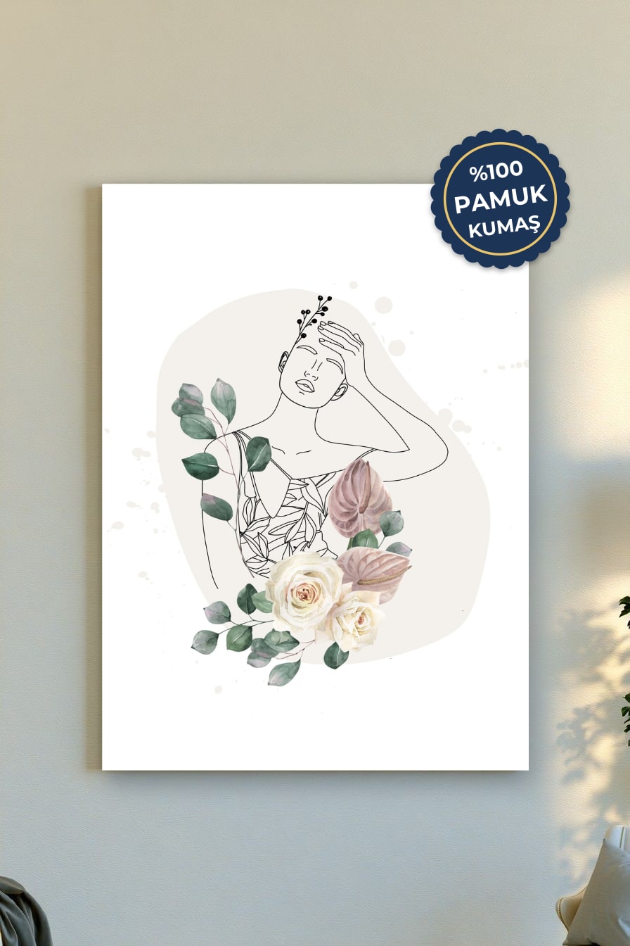Kadın İllüstrasyonu Kanvas Tablo - Pastel Renk Vurgusu