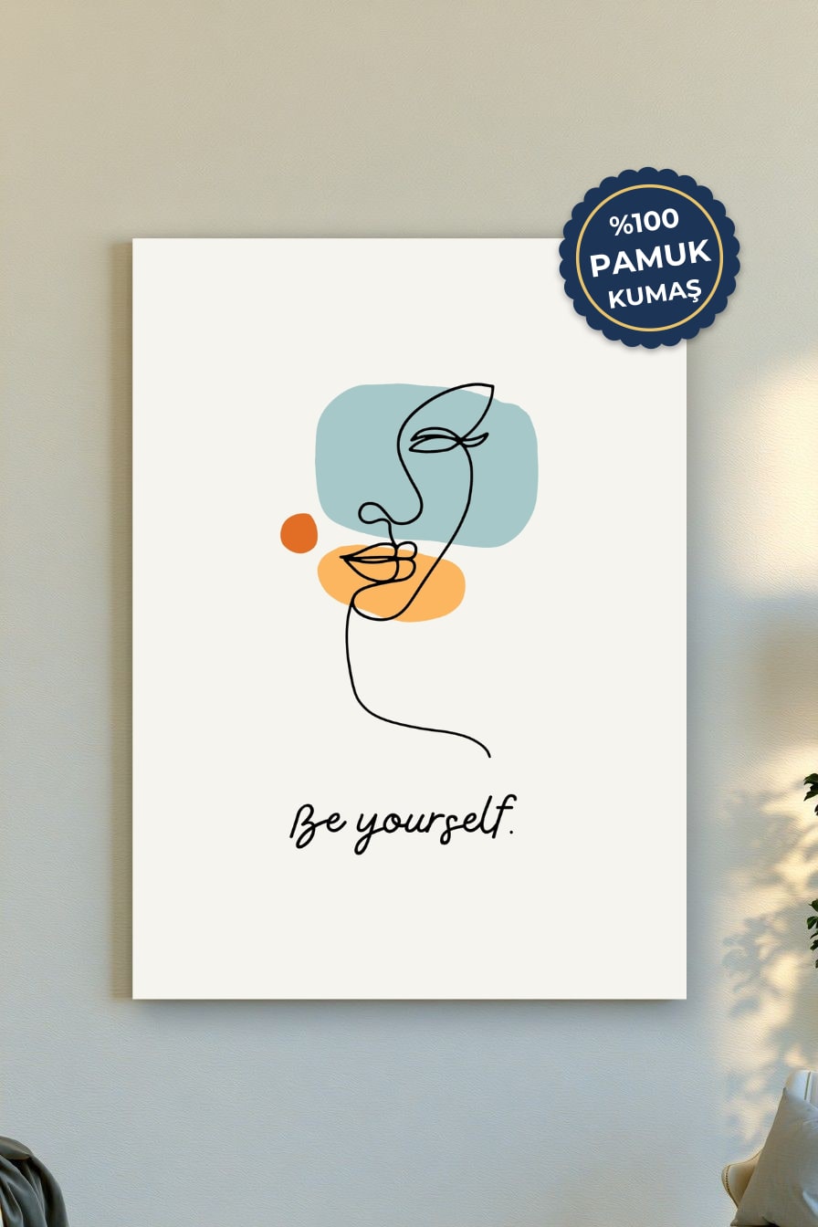 Soyut Yüz Kanvas Tablo - Minimalist ve Renkli Vurgusu