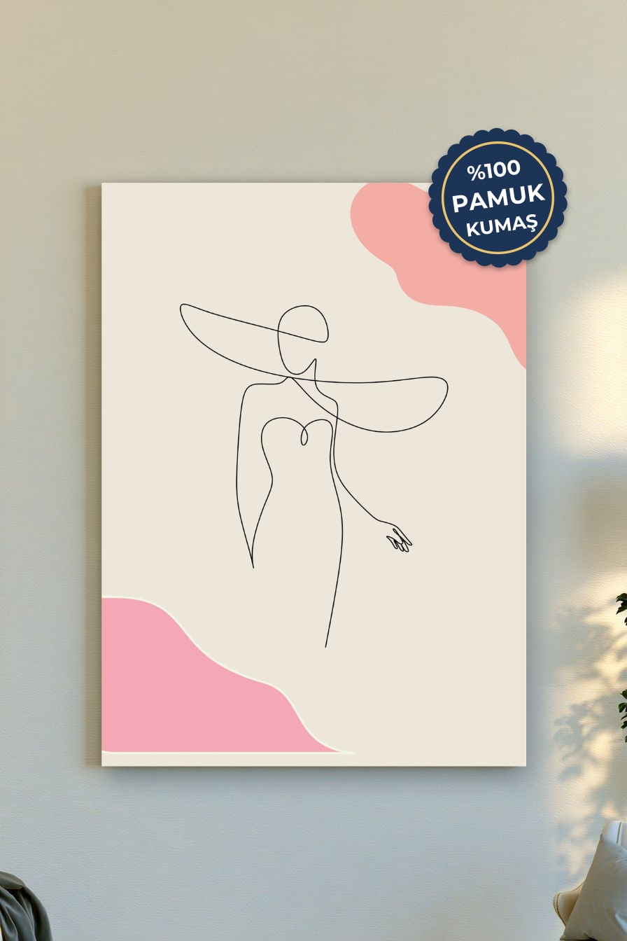 Minimalist Kadın Figürü Kanvas Tablo - Pastel Renk Vurgusu
