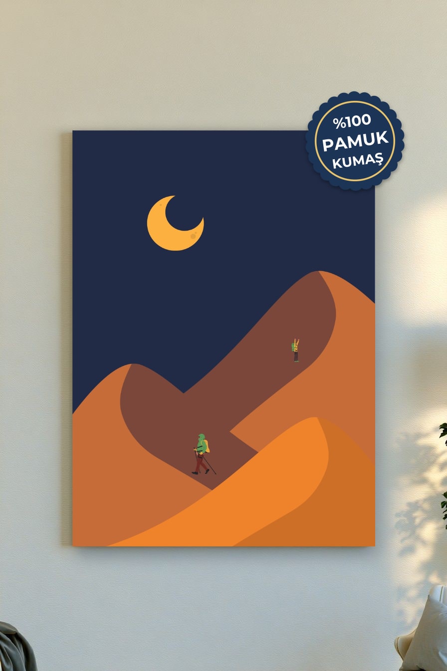 Gece Çöl Manzarası Kanvas Tablo - Minimalist