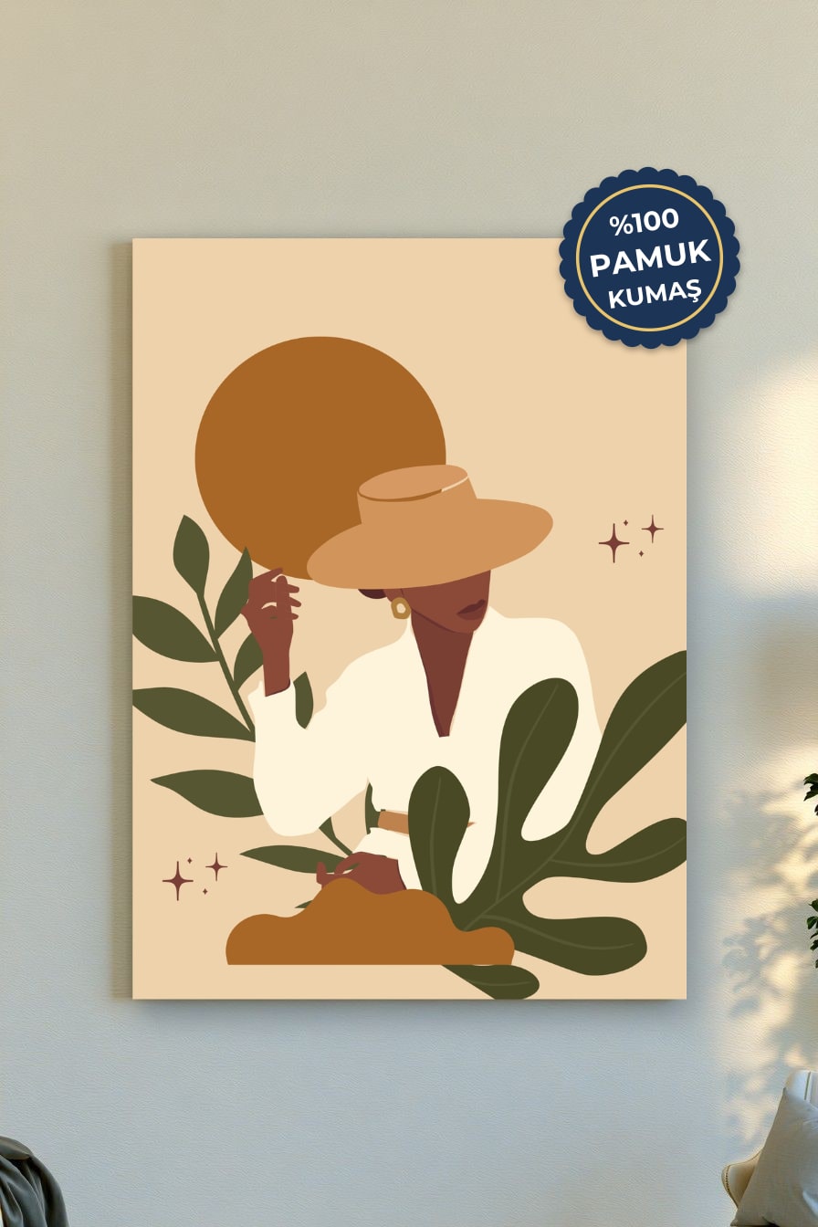 Kadın Portresi Kanvas Tablo - Minimalist Bej Vurgusu
