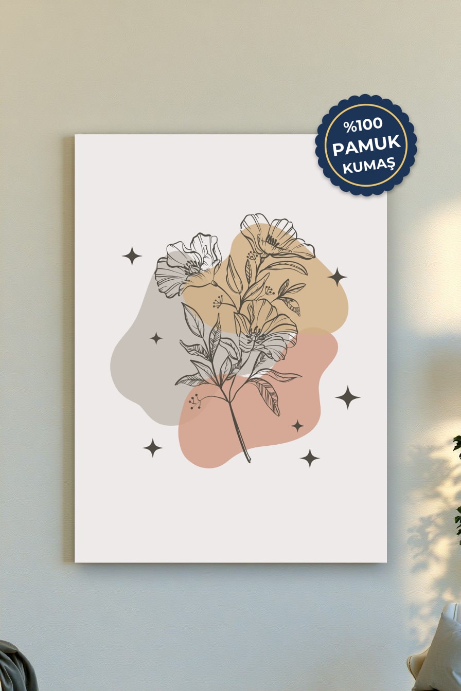 Çiçekli Kanvas Tablo - Minimalist Renk Vurgusu