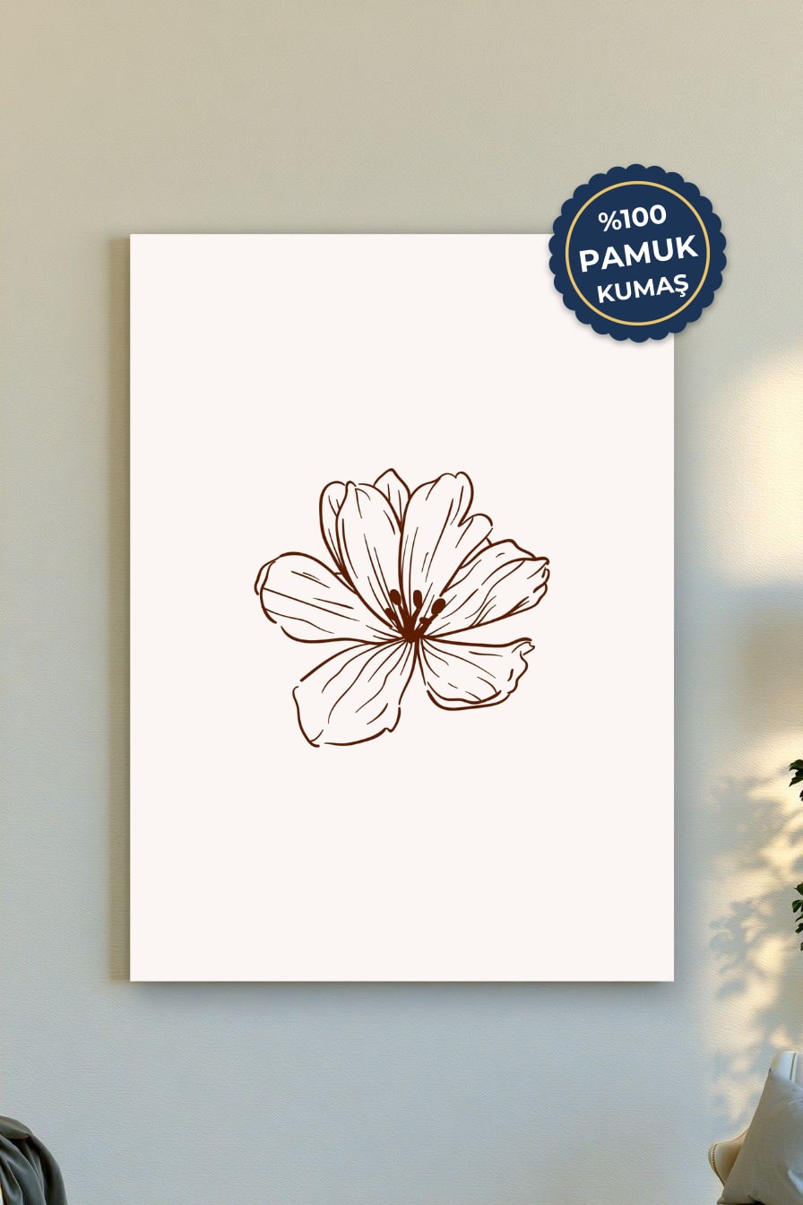 Çiçek Kanvas Tablo - Minimalist Bej Vurgusu