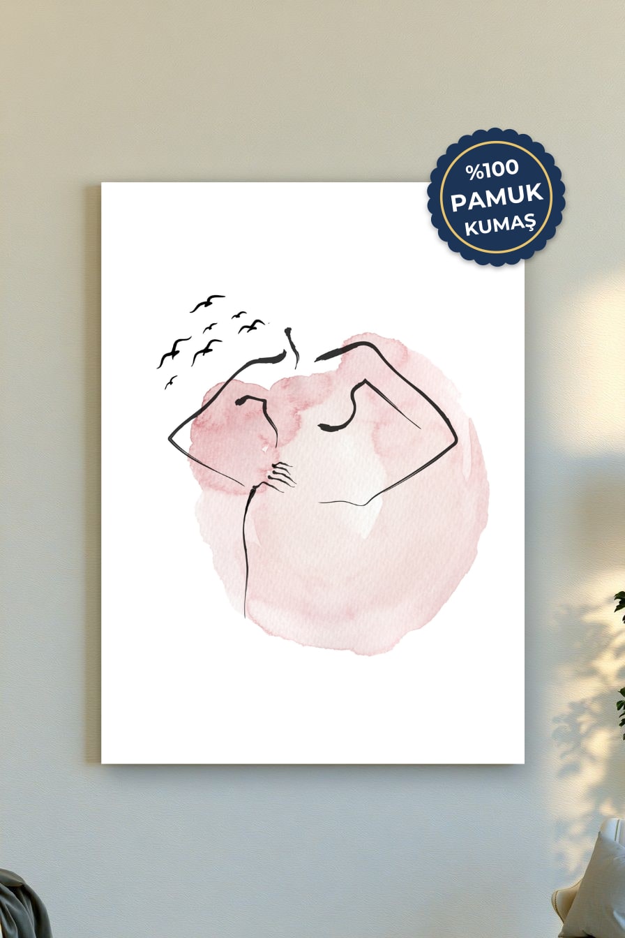 Soyut Kadın Figürü Kanvas Tablo - Pembe Tonlar