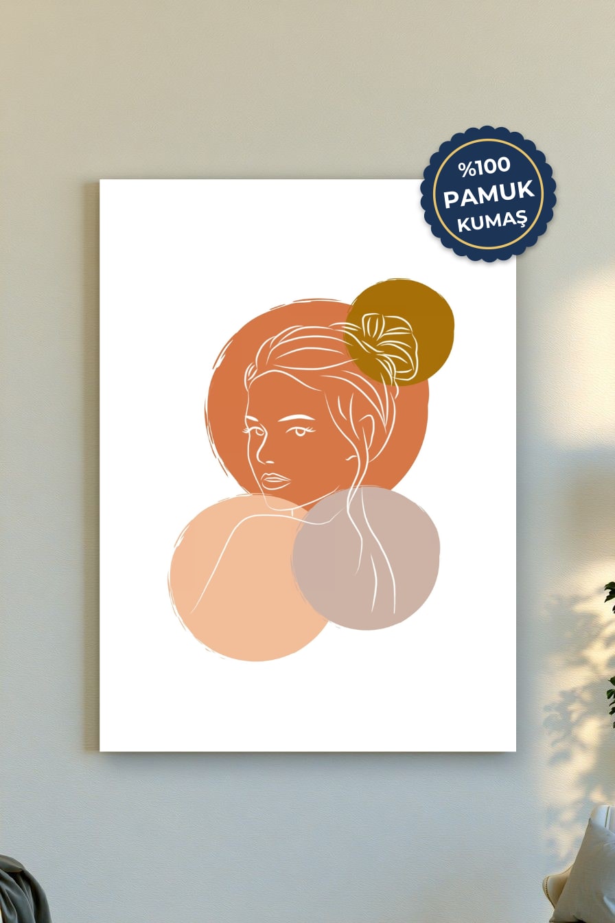 Minimalist Kadın Portresi Kanvas Tablo - Sıcak Tonlar